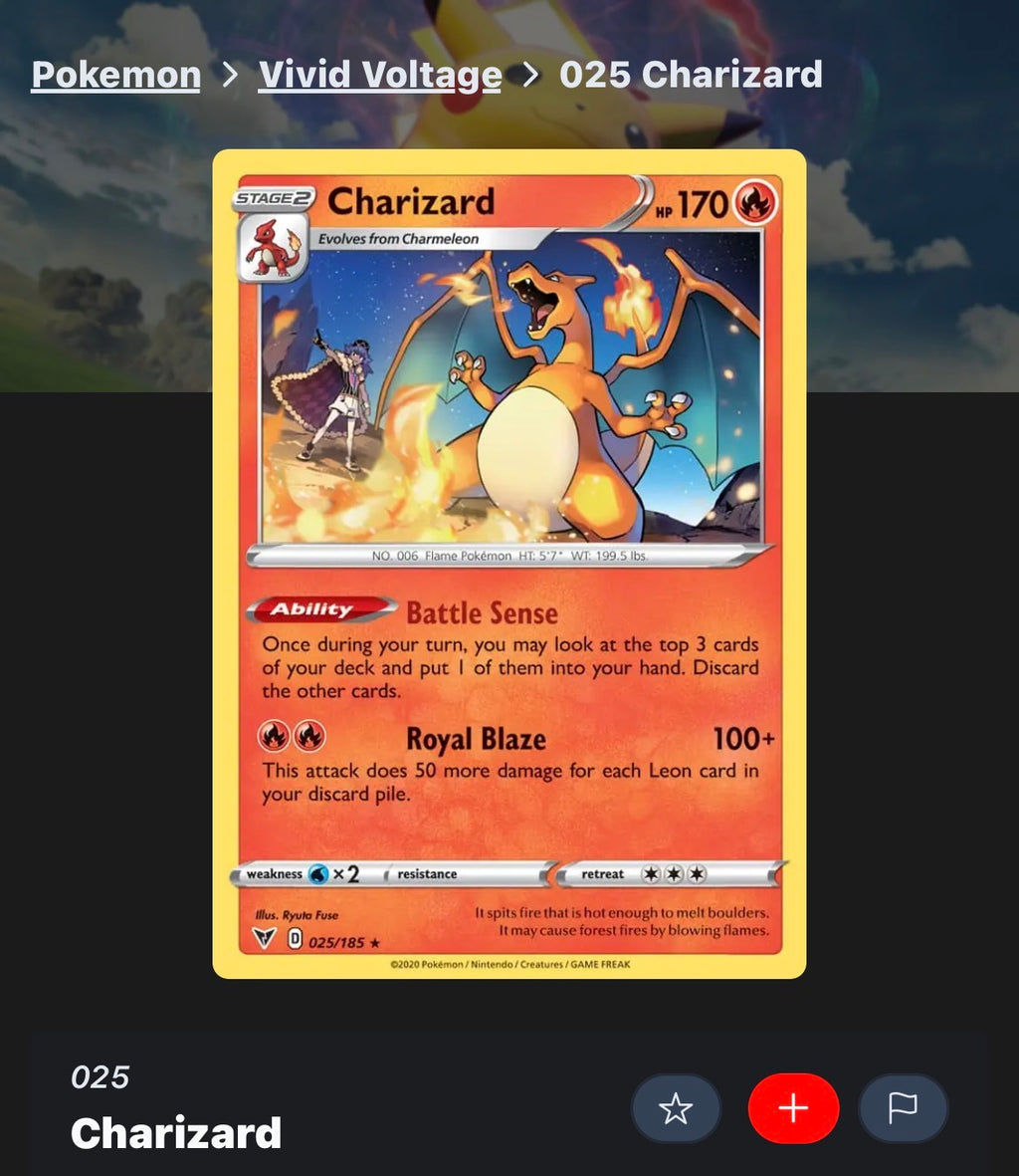 Charizard Non Holo Rare 025/185 Vivid Voltage: Pokémon TCG McDonalds Prize